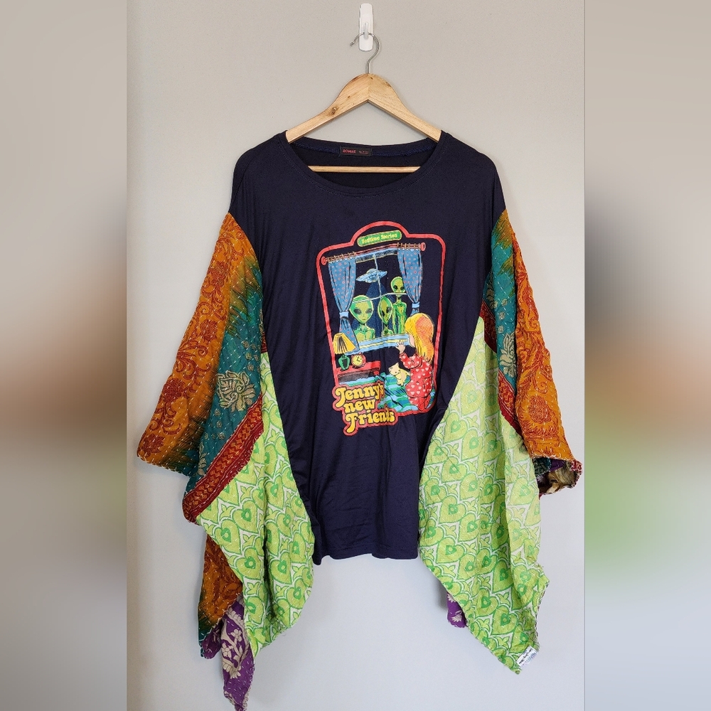 Romwe Upcycled Kantha Tee Freesize Up To 3X